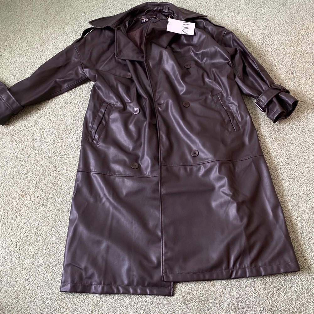 Zara leather trench coat brand new with tags